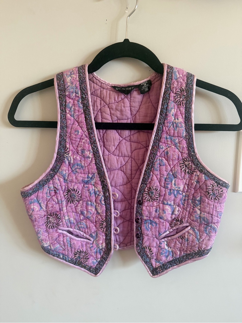 Supercraft Vintage 100% Cotton Indian Block Print Quilted Vest